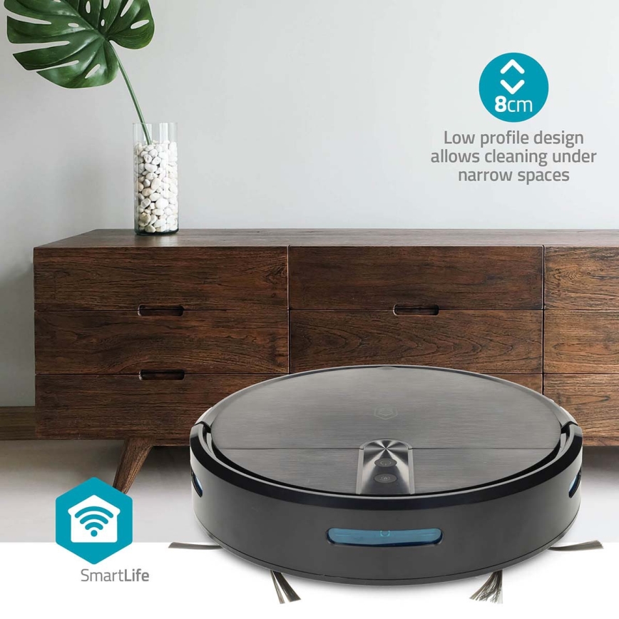 Inteligentny robot sprzątający z funkcją mopowania SmartLife, 2600 mAh, Wi‑Fi (Tuya), czarny + pilot zdalnego sterowania