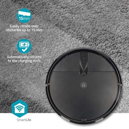 Inteligentny robot sprzątający z funkcją mopowania SmartLife, 2600 mAh, Wi‑Fi (Tuya), czarny + pilot zdalnego sterowania