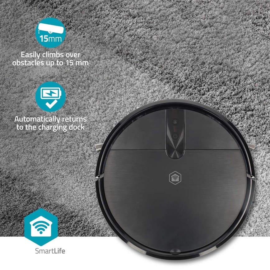 Inteligentny robot sprzątający z funkcją mopowania SmartLife, 2600 mAh, Wi‑Fi (Tuya), czarny + pilot zdalnego sterowania