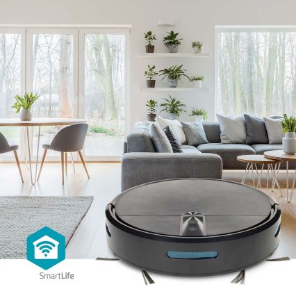 Inteligentny robot sprzątający z funkcją mopowania SmartLife, 2600 mAh, Wi‑Fi (Tuya), czarny + pilot zdalnego sterowania