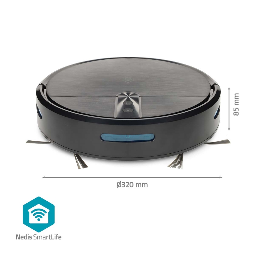 Inteligentny robot sprzątający z funkcją mopowania SmartLife, 2600 mAh, Wi‑Fi (Tuya), czarny + pilot zdalnego sterowania