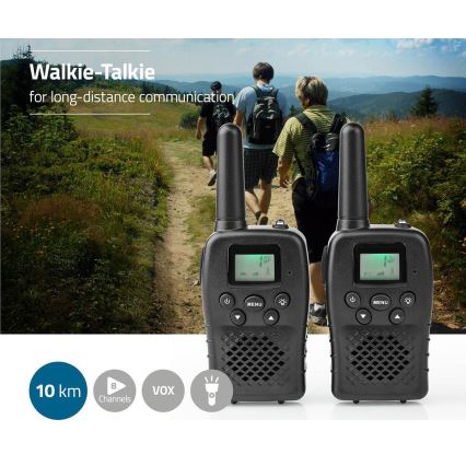 SET 2x Walkie-talkie z oświetleniem LED 3xAAA zasieg 10 km