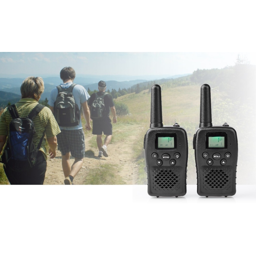 SET 2x Walkie-talkie z oświetleniem LED 3xAAA zasieg 10 km