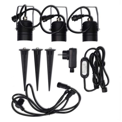 ZESTAW 3x LED RGBW ściemnialna lampa zewnętrzna SmartLife LED/3W/230V IP65 Wi-Fi Tuya czarna