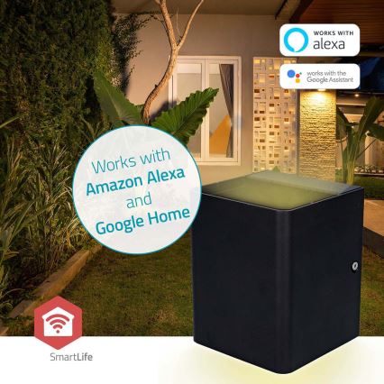 LED RGBW ściemnialny zewnętrzny kinkiet SmartLife LED/12W/230V IP65 Wi-Fi Tuya czarny