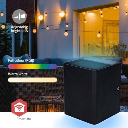 LED RGBW ściemnialny zewnętrzny kinkiet SmartLife LED/12W/230V IP65 Wi-Fi Tuya czarny