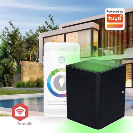 LED RGBW ściemnialny zewnętrzny kinkiet SmartLife LED/12W/230V IP65 Wi-Fi Tuya czarny