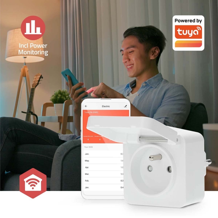 Inteligentne gniazdo Smartlife 3680W/230V/ Type E/16A Wi-Fi Tuya IP44