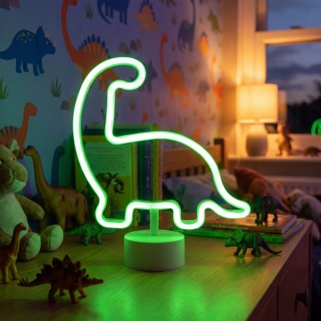 Neonowa dekoracja stołowa LED/2W/3xAA USB dinozaur
