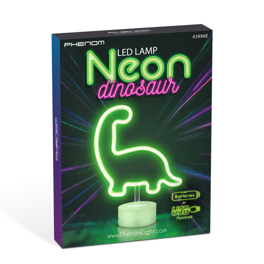 Neonowa dekoracja stołowa LED/2W/3xAA USB dinozaur
