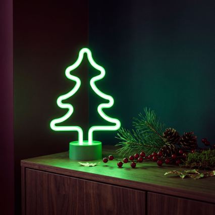 Neonowa dekoracja stołowa LED/2W/3xAA USB drzewo