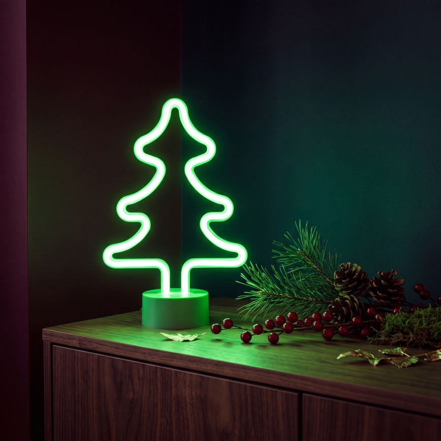 Neonowa dekoracja stołowa LED/2W/3xAA USB drzewo