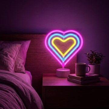 Neonowa dekoracja stołowa LED/2W/3xAA USB serce
