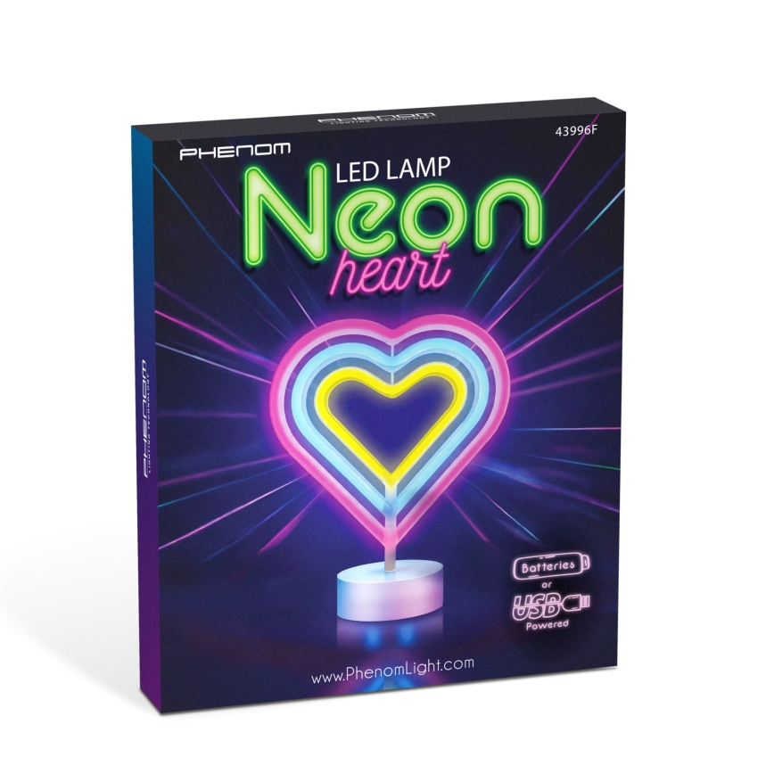 Neonowa dekoracja stołowa LED/2W/3xAA USB serce