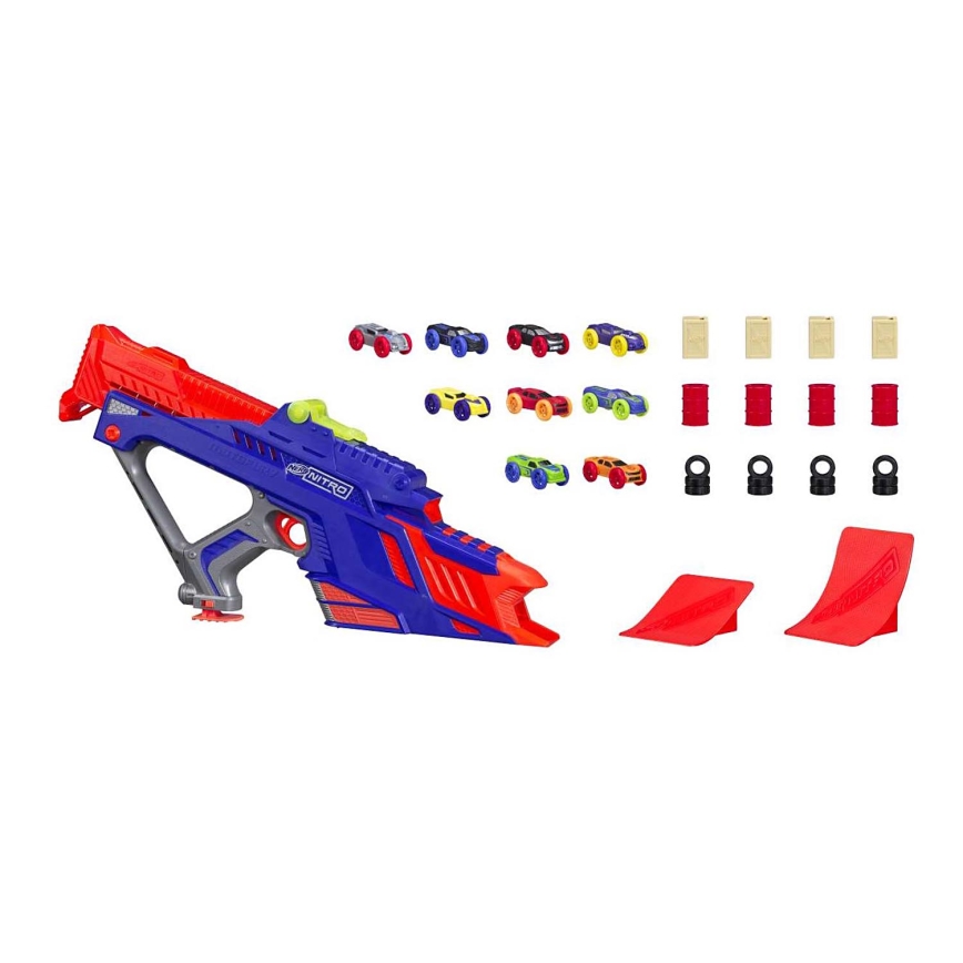 Nerf - Dziecięcy pistolet Nitro MotoFury Rapid Rally + 9 samochodów