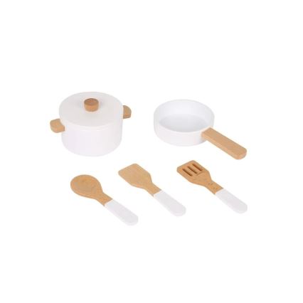New Classic Toys - Drewniana kuchnia z akcesoriami biała/dekor marmuru
