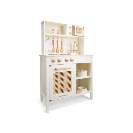 New Classic Toys - Drewniana kuchnia z akcesoriami biała/rattan