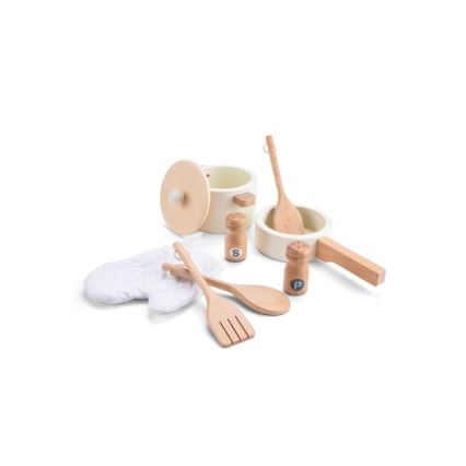 New Classic Toys - Drewniana kuchnia z akcesoriami biała/rattan