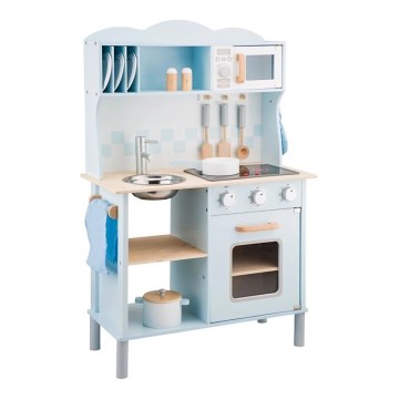 New Classic Toys - Drewniana kuchnia z akcesoriami jasnoniebieska