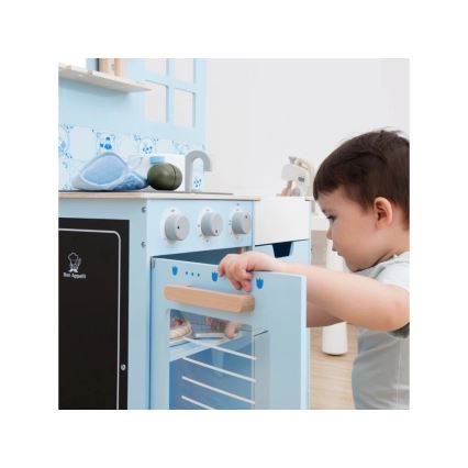 New Classic Toys - Drewniana kuchnia z akcesoriami niebieska