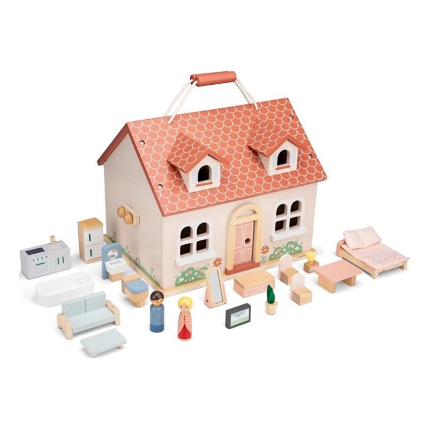 New Classic Toys - Drewniany domek dla lalek czerwony
