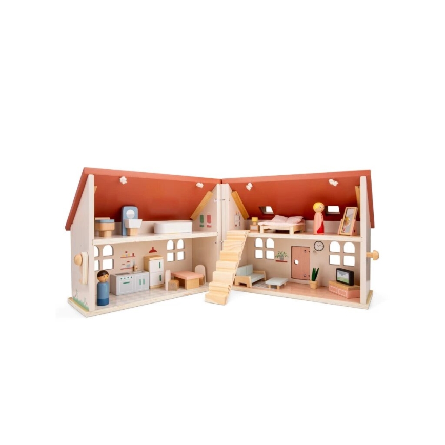 New Classic Toys - Drewniany domek dla lalek czerwony