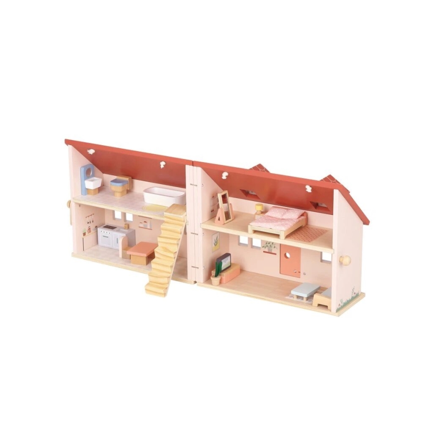 New Classic Toys - Drewniany domek dla lalek czerwony