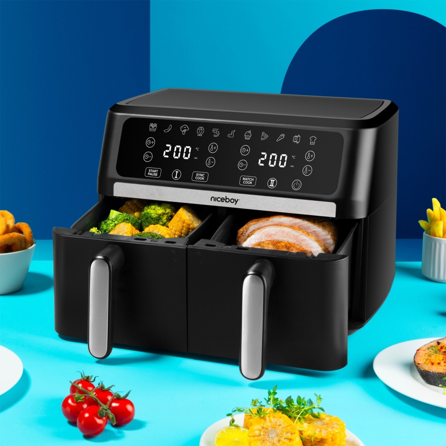 Niceboy AirFryer DUO - Podwójna frytkownica beztłuszczowa 9 l 2400W/230V