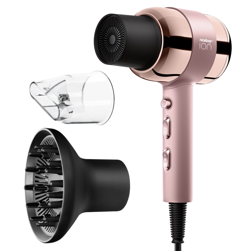 Niceboy ION AirSonic PRO - Suszarka do włosów 2200W/230V różowa