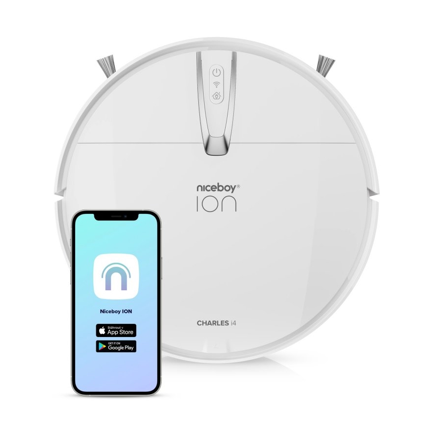 Niceboy ION Charles i4 - Inteligentny odkurzacz robot 2w1 4400 mAh Wi-Fi biały + pilot zdalnego sterowania