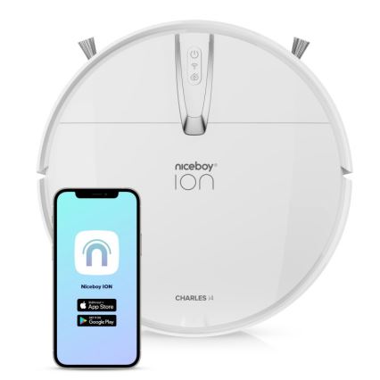 Niceboy ION Charles i4 - Inteligentny robot sprzątający 2w1 4400 mAh Wi-Fi biały + Pilot zdalnego sterowania