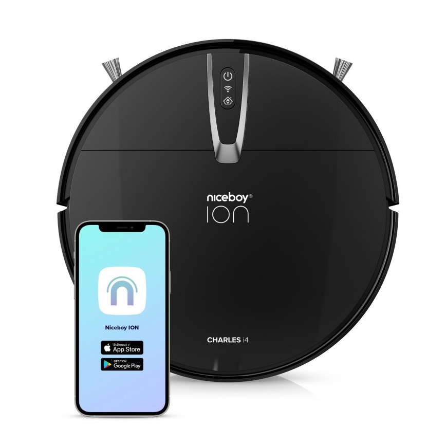 Niceboy ION Charles i4 - Inteligentny robot sprzątający 2w1 4400 mAh Wi-Fi czarny + Pilot zdalnego sterowania