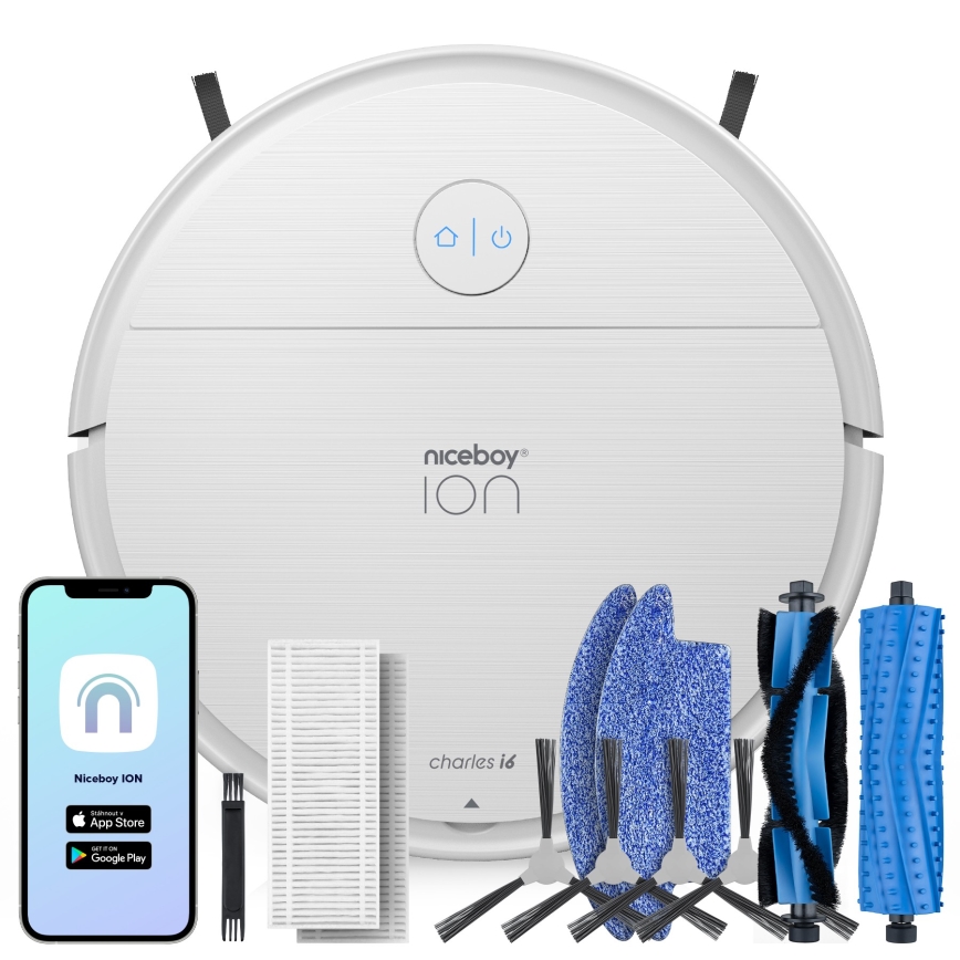 Niceboy ION Charles i6 - Inteligentny robot sprzątający 2w1 2600 mAh Wi-Fi biały