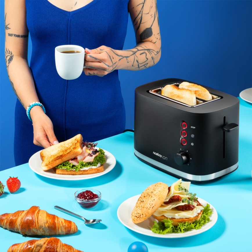 Niceboy ION Cruncher C3 - Toster z dwoma otworami i piekarnik 870W/230V czarny
