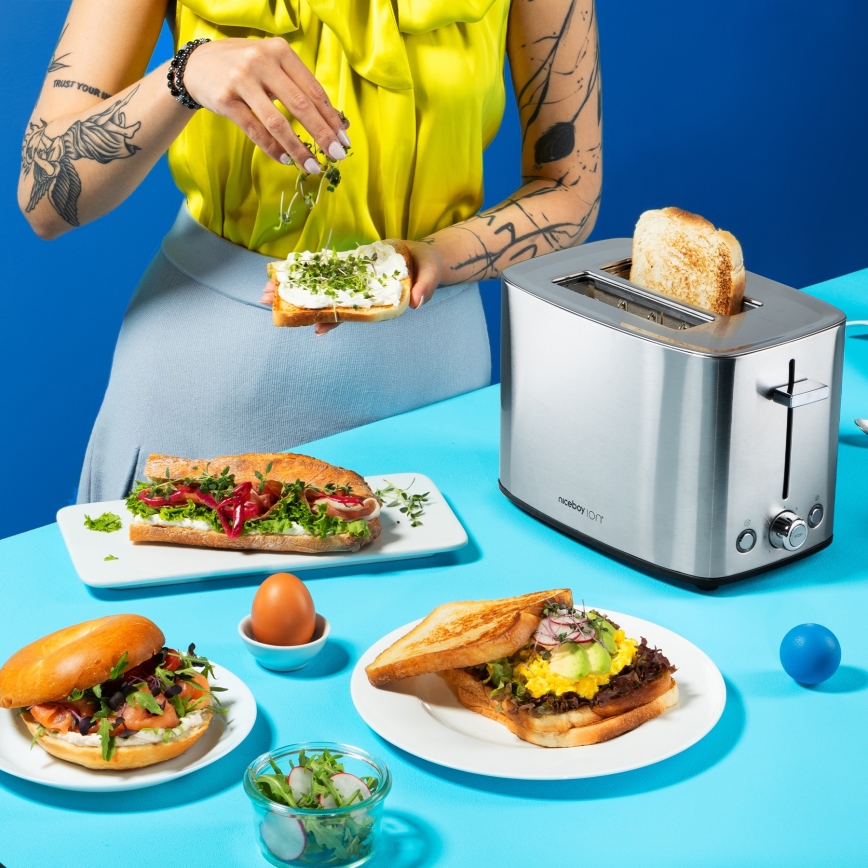 Niceboy ION Cruncher C4 - Toster z dwoma otworami i piekarnik 850W/230V stal nierdzewna