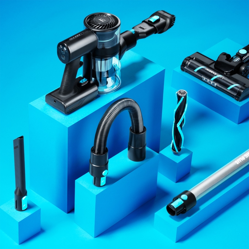Niceboy ION Hurricane H5 Plus - Bezprzewodowy odkurzacz pionowy 2w1 140W/2200 mAh czarny