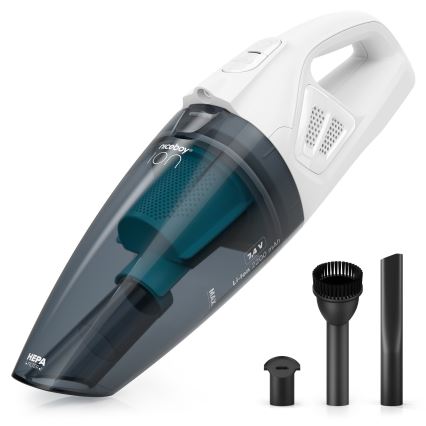 Niceboy ION Hurricane R1 - Odkurzacz ręczny z akumulatorem 50W/2200 mAh biały/niebieski