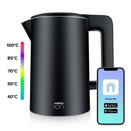 Niceboy ION SmartKettle - Inteligentny czajnik z termoregulacją 1,7 l 2200W/230V Wi-Fi czarny
