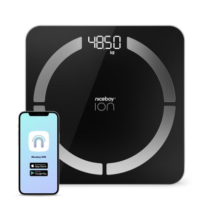 Niceboy ION SmartScale - Inteligentna cyfrowa waga personalna 3xAAA czarny