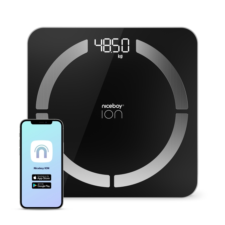 Niceboy ION SmartScale - Inteligentna cyfrowa waga personalna 3xAAA czarny