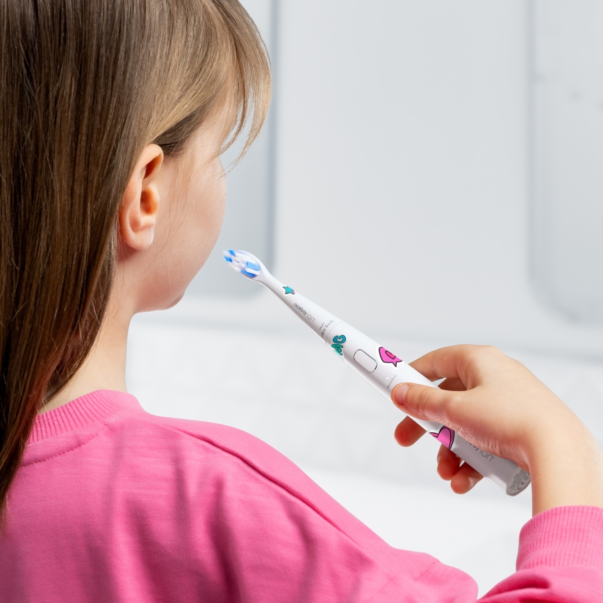 Niceboy ION Sonic Kids - Dziecięca soniczna szczoteczka do zębów 500 mAh IPX7 biała