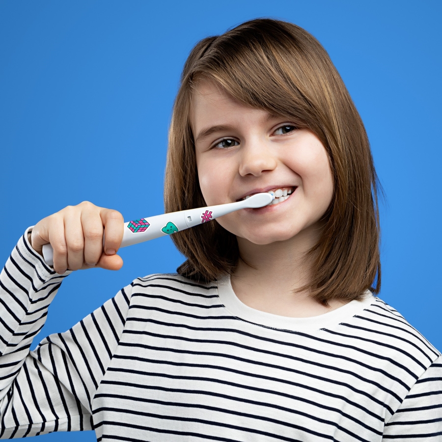 Niceboy ION Sonic Kids - Soniczna szczoteczka do zębów dla dzieci IPX7 biała