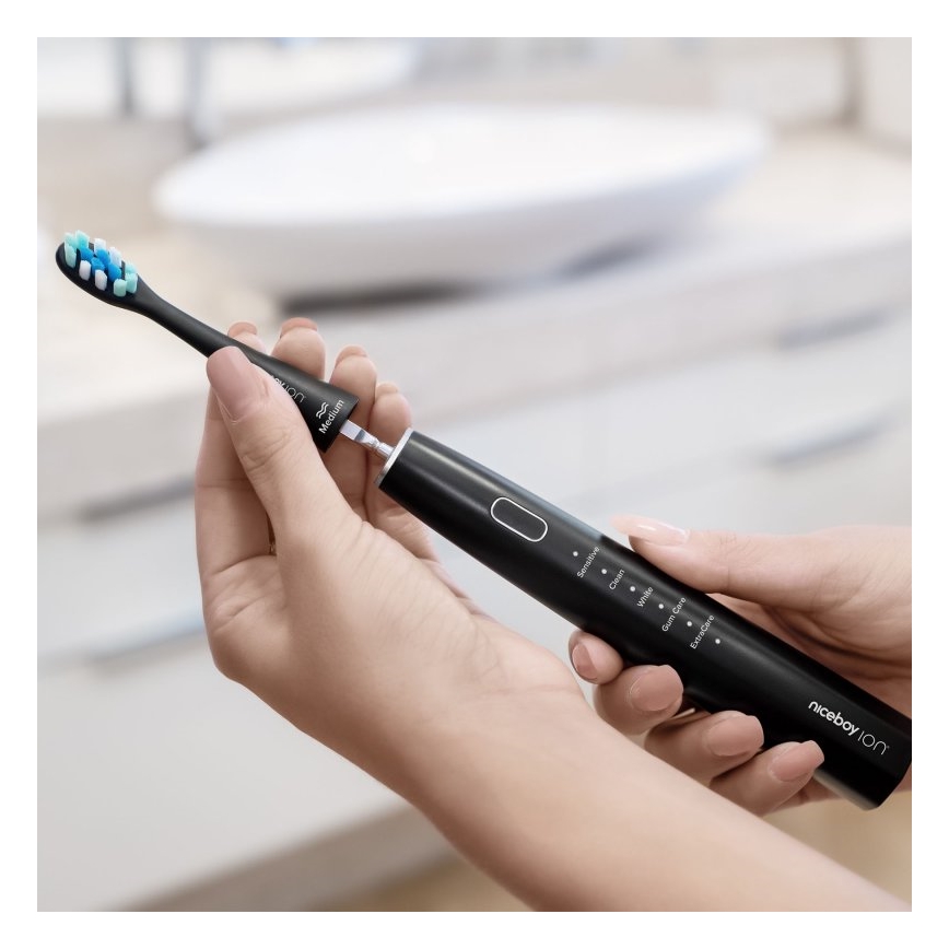 Niceboy ION Sonic - Soniczna szczoteczka do zębów 800 mAh IPX7 czarna