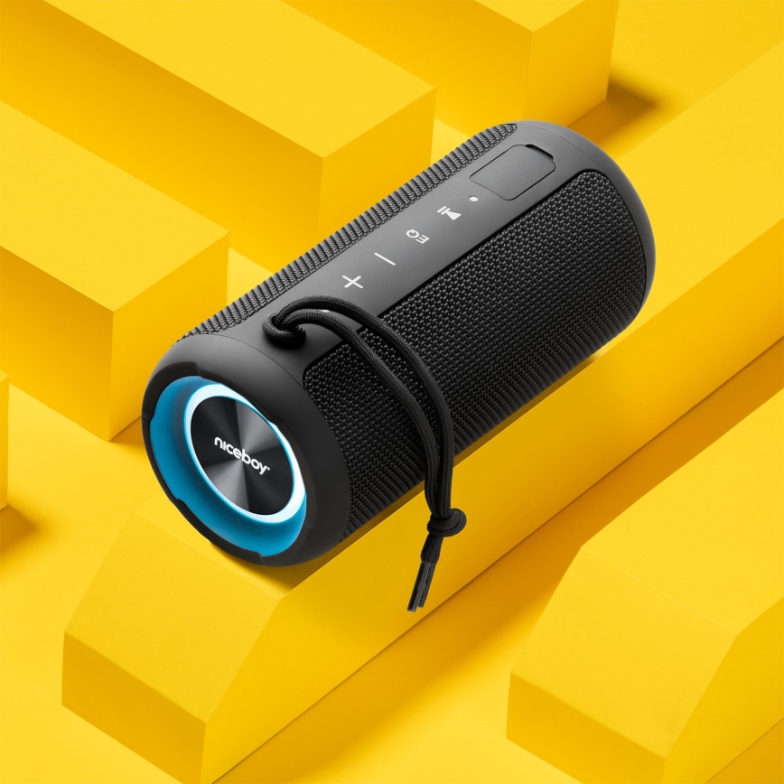 Niceboy Orion - LED Głośnik bezprzewodowy z mikrofonem 24W/2200 mAh IPX7 czarny