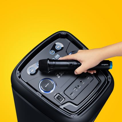 Niceboy PARTY Boss 2 - Bezprzewodowy głośnik LED z mikrofonem i funkcją powerbanki 200W/4500 mAh + pilot zdalnego sterowania