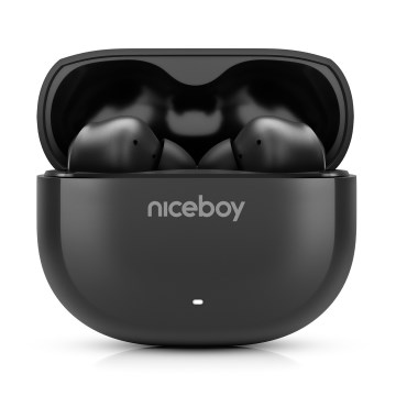 Niceboy Pins 4 - Bezprzewodowe słuchawki z ANC 400 mAh + 2x 50 mAh IPX4 czarne