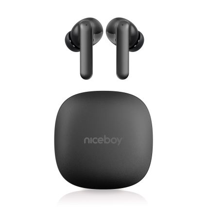Niceboy Pins 4 PRO - Bezprzewodowe słuchawki z ANC 380 mAh + 2x 35 mAh IP54 czarne