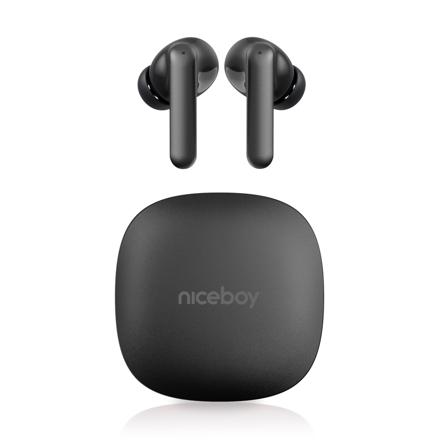 Niceboy Pins 4 PRO - Bezprzewodowe słuchawki z ANC 380 mAh + 2x 35 mAh IP54 czarne