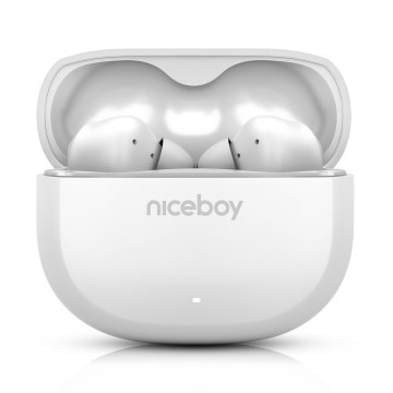 Niceboy Pins 4 - Słuchawki bezprzewodowe z ANC 400 mAh + 2x 50 mAh IPX4 biały