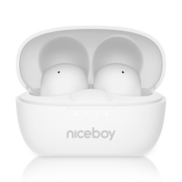 Niceboy Podsie 4 POP - Słuchawki bezprzewodowe 400 mAh + 2x 40 mAh IPX4 biały
